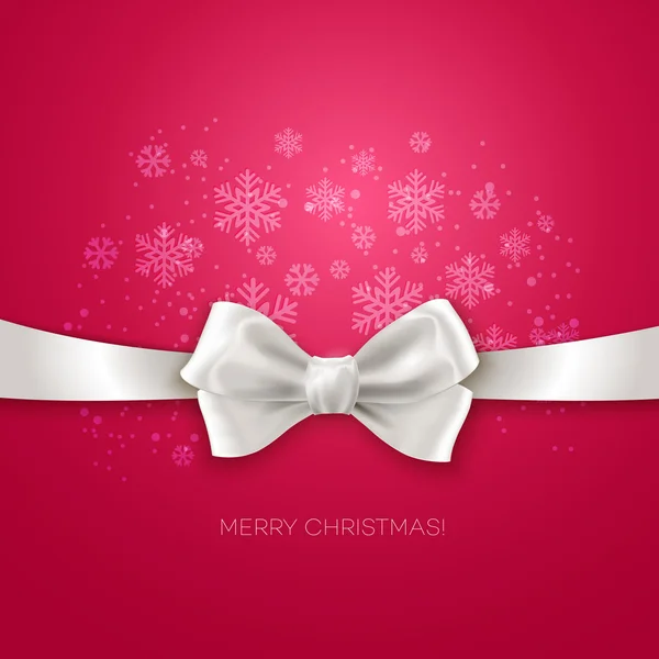ピンクのクリスマス リボン白絹の弓を背景 — ストックベクタ