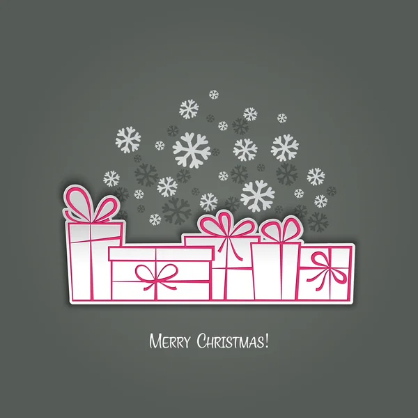 Merry Christmas gift greeting card. Paper design — Stock Vector