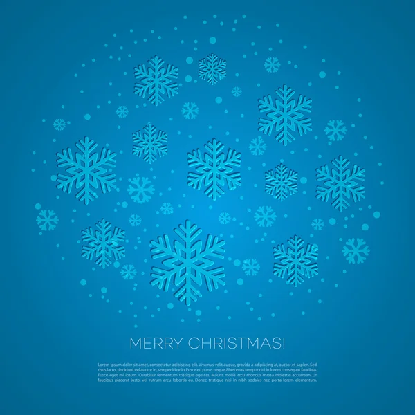 Feliz Natal cartão de saudação com flocos de neve — Vetor de Stock
