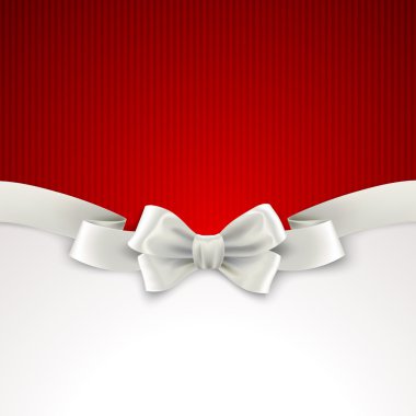 Red Christmas background with white silk bow clipart