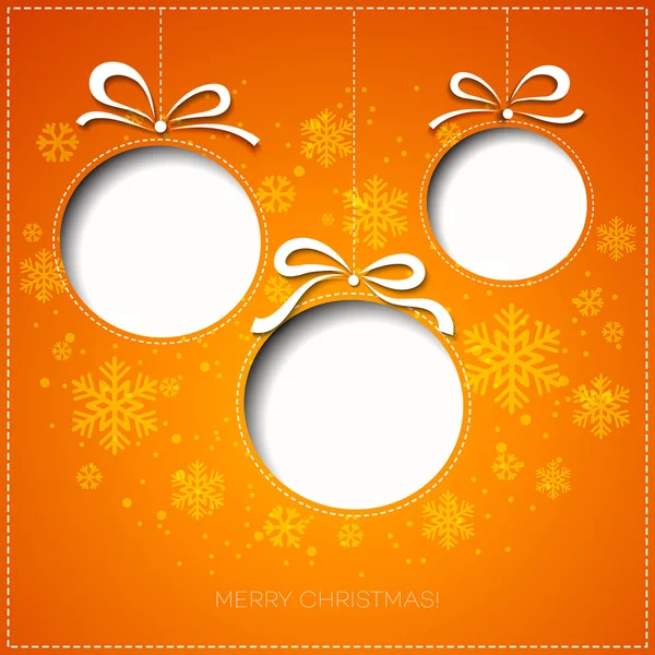 Feliz Navidad tarjeta de felicitación con bauble. Diseño de papel — Vector de stock