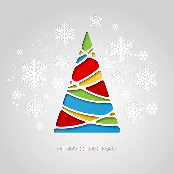 Frohe Weihnachtsbaum-Grußkarte. Papiergestaltung — Stockvektor