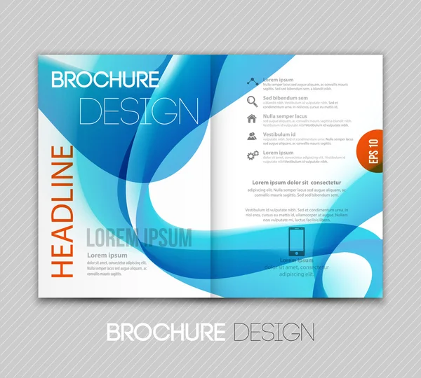 Design de brochura de modelo abstrato com onda azul — Vetor de Stock