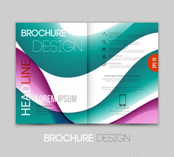 Diseño de folleto de plantilla abstracta con onda azul — Vector de stock