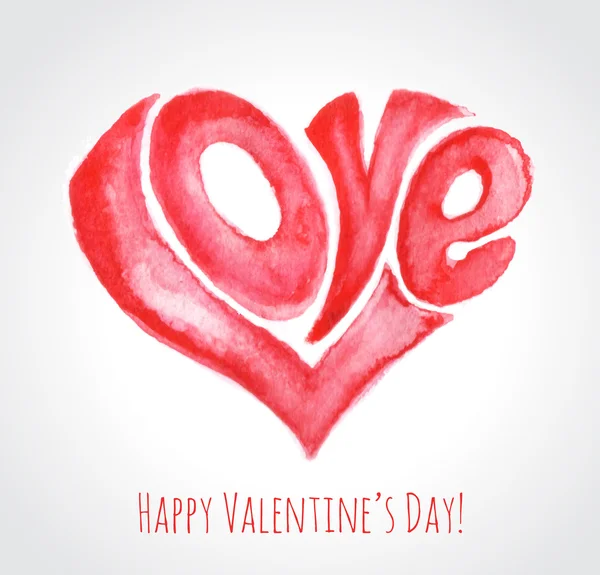 Valentines kort med kärlek. Akvarell design — Stock vektor