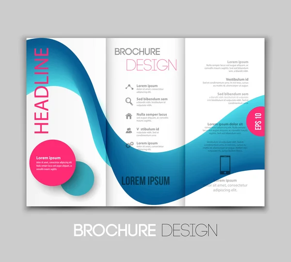 Desain leaflet templat vektor dengan garis warna - Stok Vektor