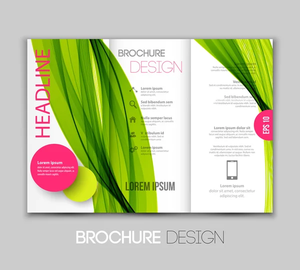 Vector template leaflet design with color lines — Stock Vector