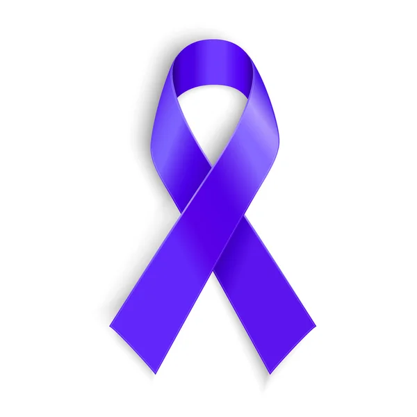 Fialovou stuhou jako symbol povědomí, předávkování, domácí násilí, Alzheimerova nemoc — Stockový vektor