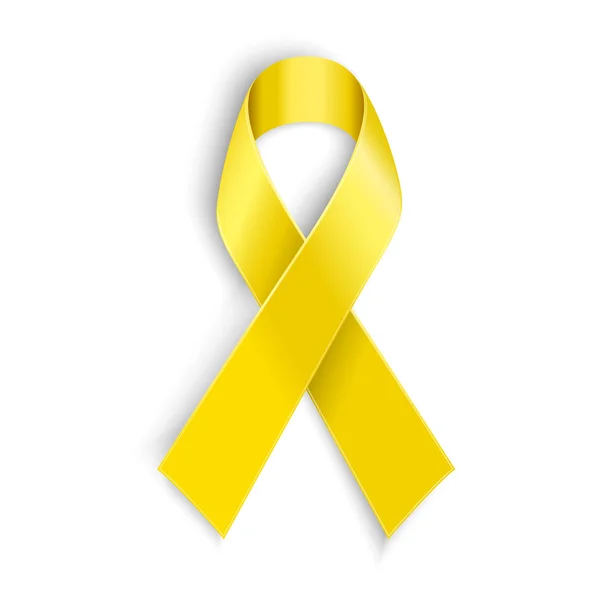 Yellow awareness ribbon on white background. — Stock Vector