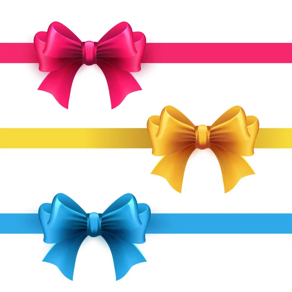 Set of gift bows with ribbons. — Stock Vector