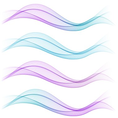 Soyut mavi dalgalar kümesi. Vektör çizim