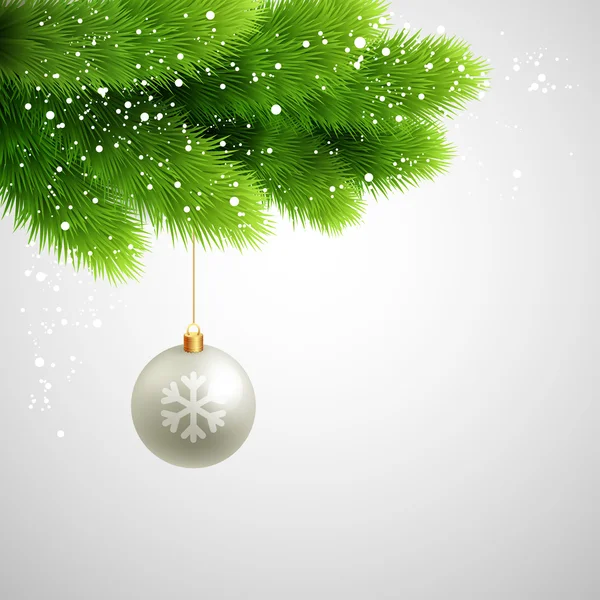 Vector Green Pine branches with white ball. — Stock Vector