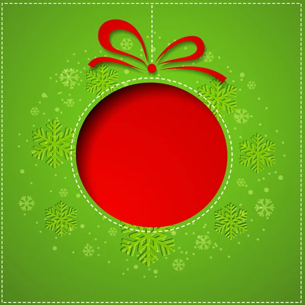 抽象的圣诞球切割从纸上绿色背景. — 图库矢量图片