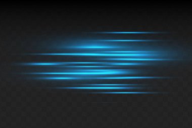 Soyut mavi lazer ışını. Siyah arkaplanda şeffaf izole edilmiş. Vektör illüstrasyonu. Işıklandırma efekti.