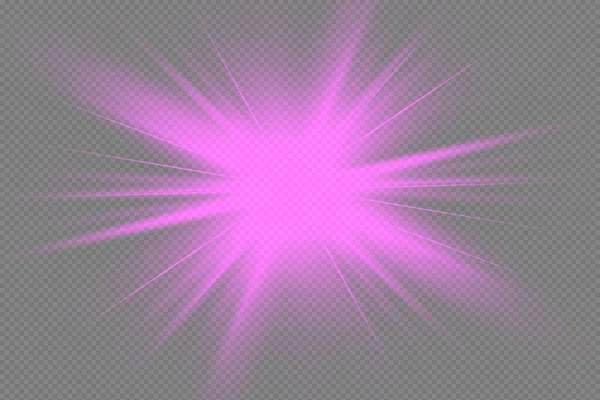 Resplandor Aislado Efecto Luz Púrpura Destello Lente — Vector de stock