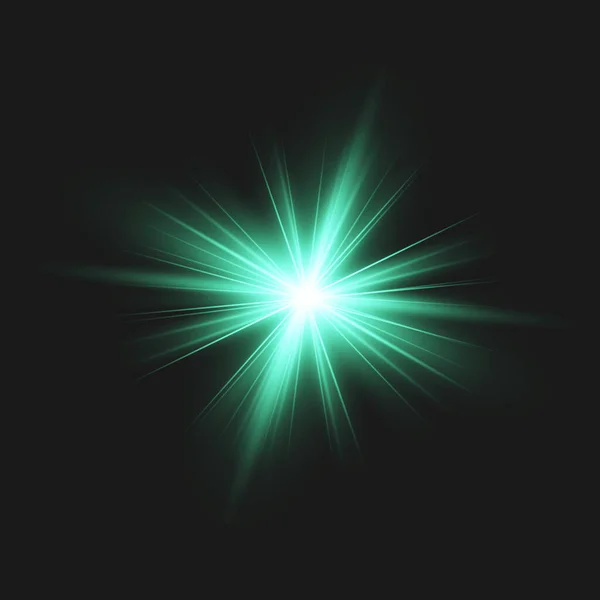 Glühen Isolierte Grüne Lichteffekte Linsenschlag — Stockvektor