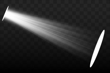 Vektör ışıkları. Işık efekti. İzole edilmiş beyaz şeffaf ışık efekti. Soyut özel efekt tasarımı.