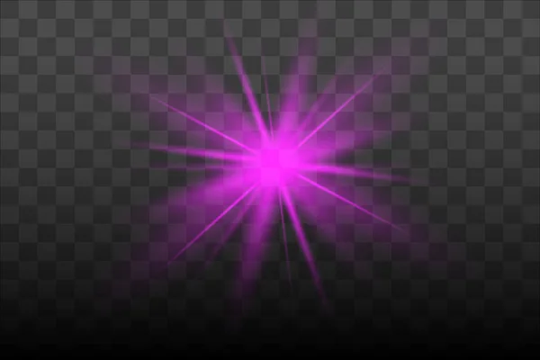Resplandor aislado efecto de luz púrpura, destello de lente — Vector de stock