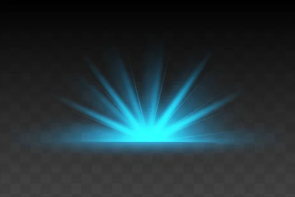 Glühen isolierte blaue Lichteffekte, Linsenschlag — Stockvektor