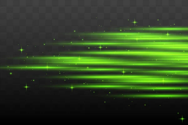 Abstrakt grön laserstråle. Transparent isolerad på svart bakgrund. Vektor illustrationbelysningen effekt.floodlight riktad — Stock vektor