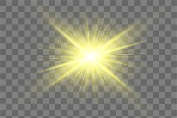 Resplandor aislado efecto de luz amarilla, destello de lente — Vector de stock