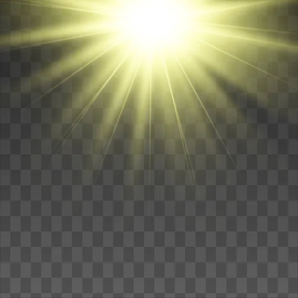 Λαμπερό κίτρινο φως, φωτοβολίδα φακού — Διανυσματικό Αρχείο