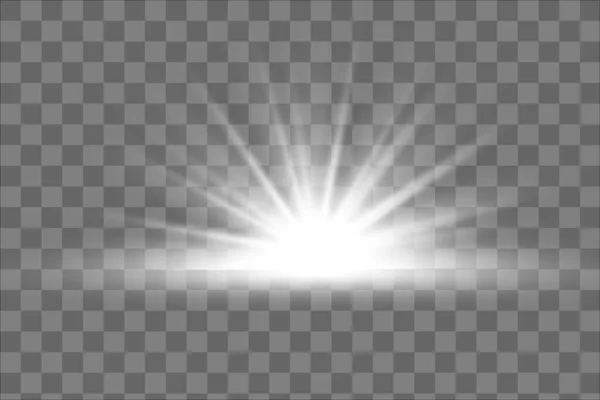 Glühen Isolierte Weiße Lichteffekte Linsenschlag — Stockvektor