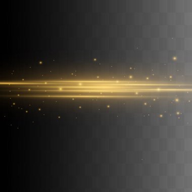 Soyut turuncu lazer ışını. Siyah arkaplanda şeffaf izole edilmiş. Vektör illüstrasyonu. Işıklandırma efekti.