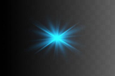 Soyut mavi lazer ışını. Siyah arkaplanda şeffaf izole edilmiş. Vektör illüstrasyonu. Işıklandırma efekti.