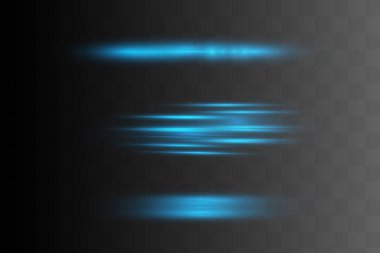 Soyut mavi lazer ışını. Siyah arkaplanda şeffaf izole edilmiş. Vektör illüstrasyonu. Işıklandırma efekti.