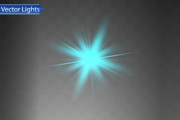 Resplandor Aislado Efecto Luz Azul Destello Lente — Vector de stock