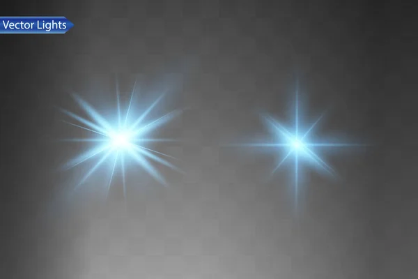 Cahaya Terisolasi Efek Cahaya Biru Lensa Suar Stok Vektor