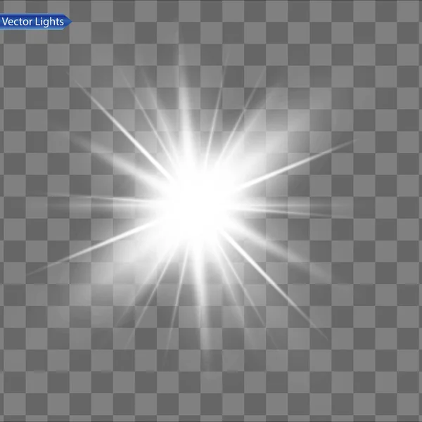Λάμψη Απομονωμένο Λευκό Φως Επίδραση Φωτοβολίδα Φακού — Διανυσματικό Αρχείο