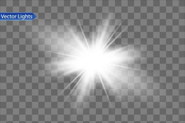 Zářit Izolované Bílé Světlo Efekt Objektiv Světlice Vektorová Grafika