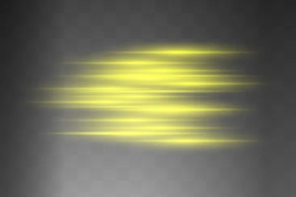 Pack Fusées Éclairantes Horizontales Jaunes Rayons Laser Rayons Lumière Horizontaux — Image vectorielle