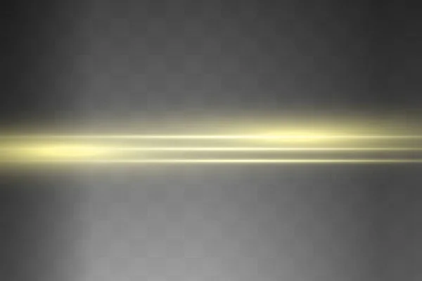 Pack de fusées éclairantes horizontales jaunes. Rayons laser, rayons de lumière horizontaux.. — Image vectorielle