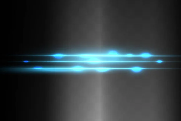 Pacchetto razzi lente orizzontale blu. Travi laser, raggi di luce orizzontali.Bellissimi razzi di luce. — Vettoriale Stock