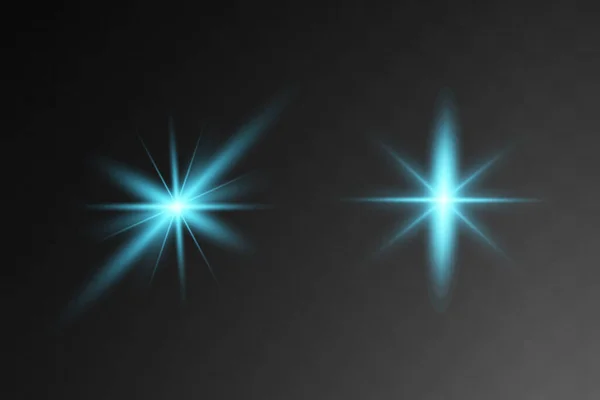 La luz brillante azul explota sobre un fondo transparente. Partículas de polvo mágicas chispeantes. Estrella Brillante. Sol brillante transparente, destello brillante. El vector brilla. Centrar un destello brillante — Archivo Imágenes Vectoriales