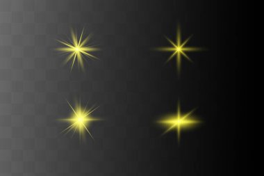 Soyut sarı lazer ışını. Siyah arkaplanda şeffaf izole edilmiş. Vektör illüstrasyonu. Işıklandırma efekti.