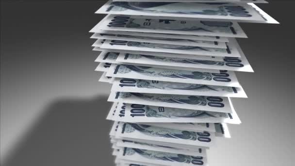 Pilha de Yen Bills japoneses . — Vídeo de Stock