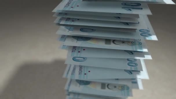 Stack av Turkiska lira — Stockvideo