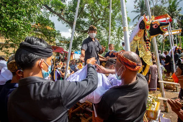 Cerimônia Cremação Bali Tempo Vívido — Fotografia de Stock