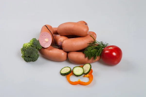 Wurst auf weißem Hintergrund im Atelier — Stockfoto