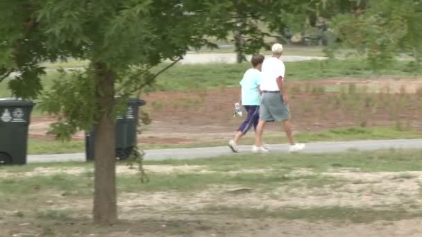 Promenader och Jogging i parken — Stockvideo