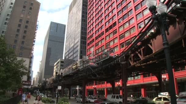 Sistema ferroviário elevado de Chicago — Vídeo de Stock