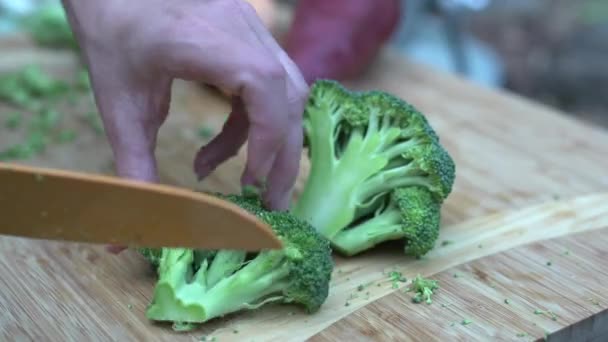 切蔬菜的女人 — 图库视频影像