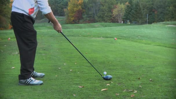 Man die golf speelt — Stockvideo