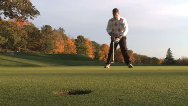 Hombre jugando al golf — Vídeos de Stock