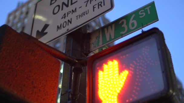 Times Square crosswalk sign — Stock Video