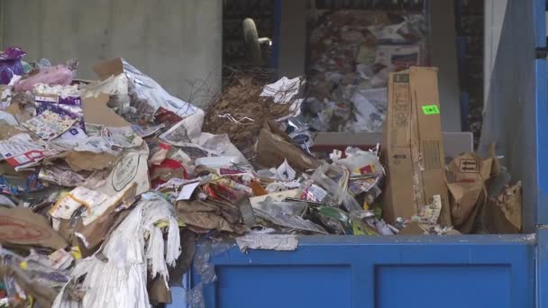 Garbage on recycling plant — Stock Video